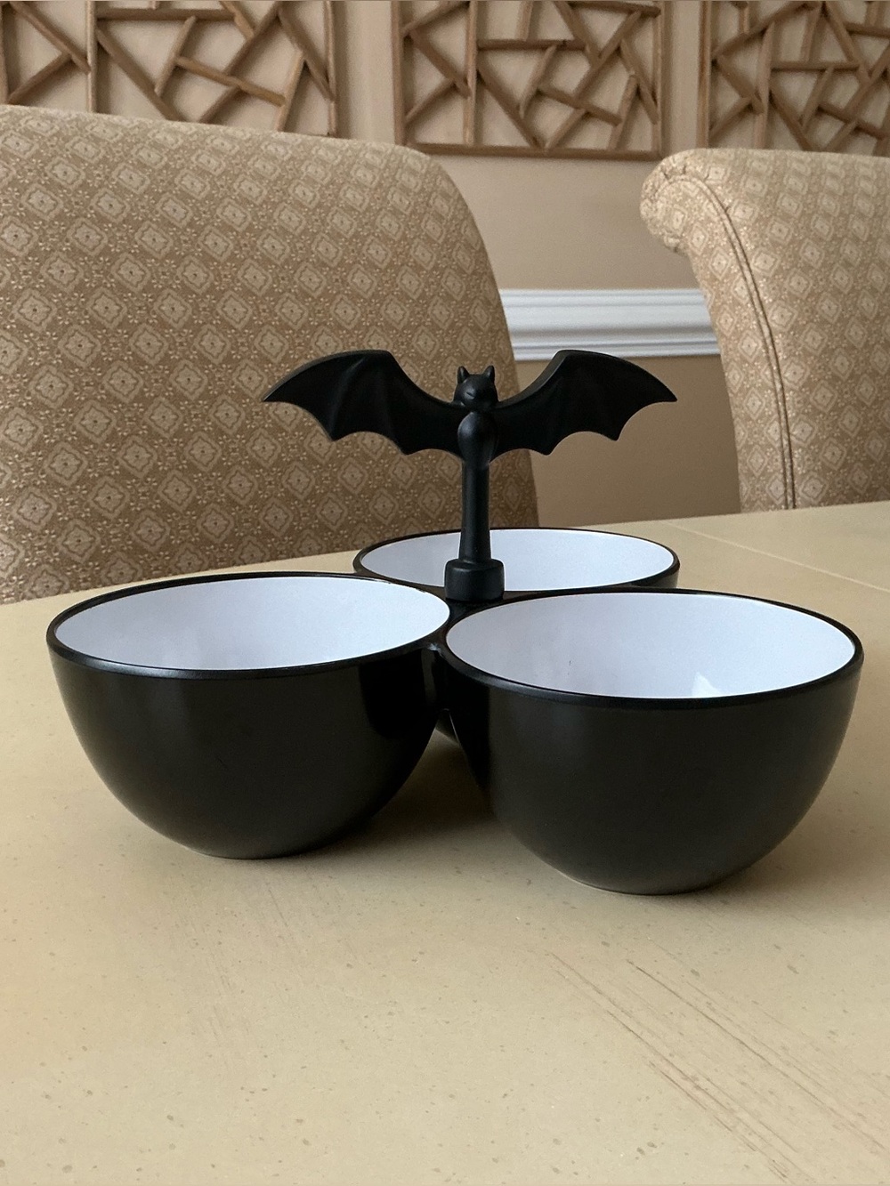 Halloween Melamine Triple Round Bowl Condiment / Snack / Candy Dish 🍬 🥨 🍿